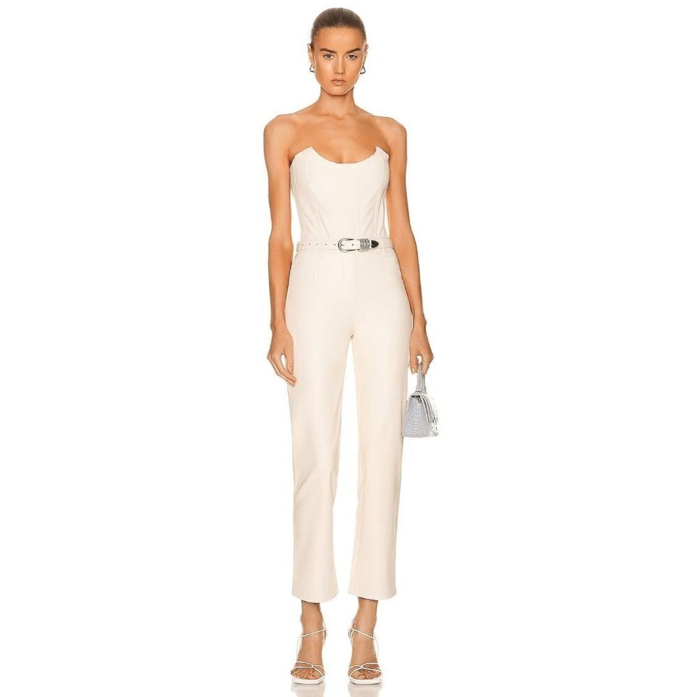 Miaou Junior Faux Leather Pant in Creme Large New as-is Womens Vegan Trousers
